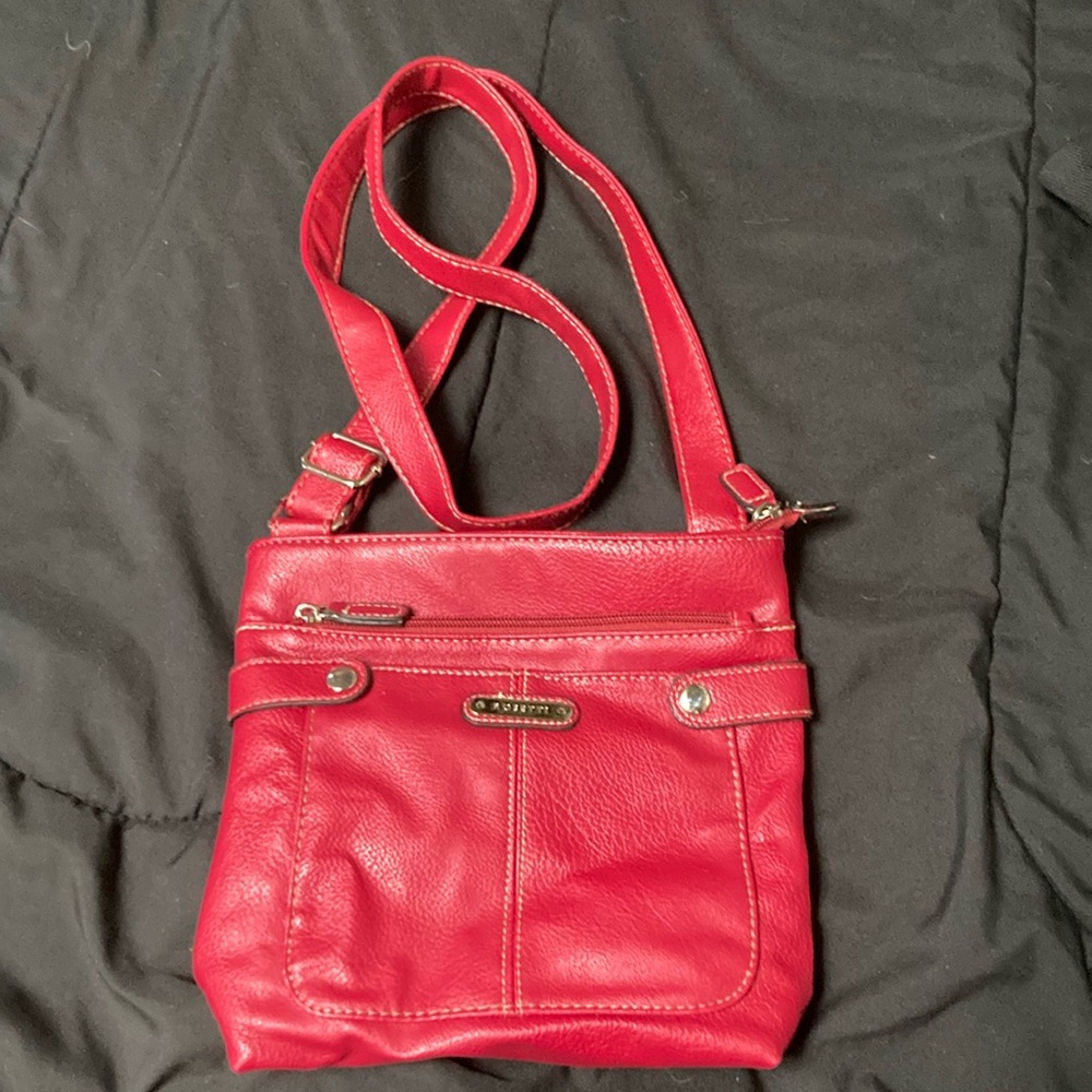Red faux leather Rossetti shoulder purse